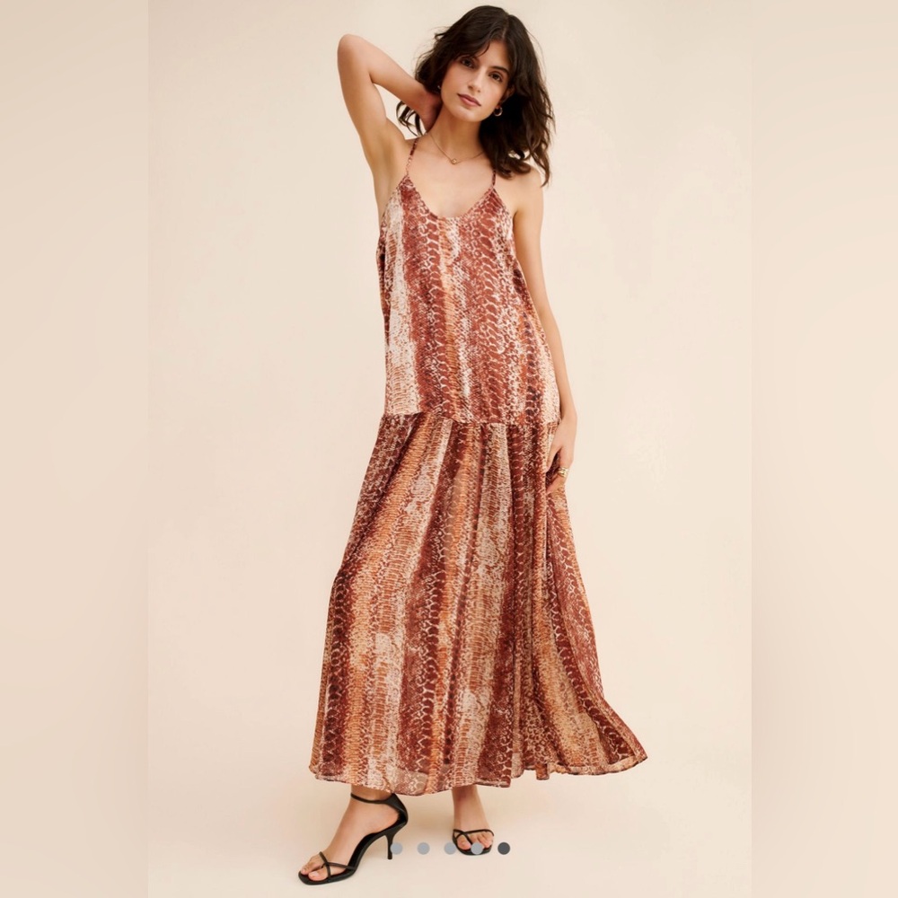 Anthropologie Snake Print Maxi Dress